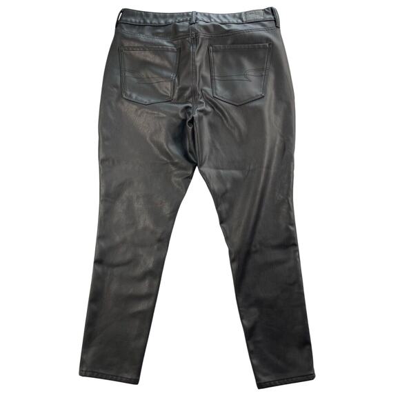 American Eagle Pants 16 Short Black Vegan Faux Leather Skinny Cropped Inseam 26" - Picture 2 of 12